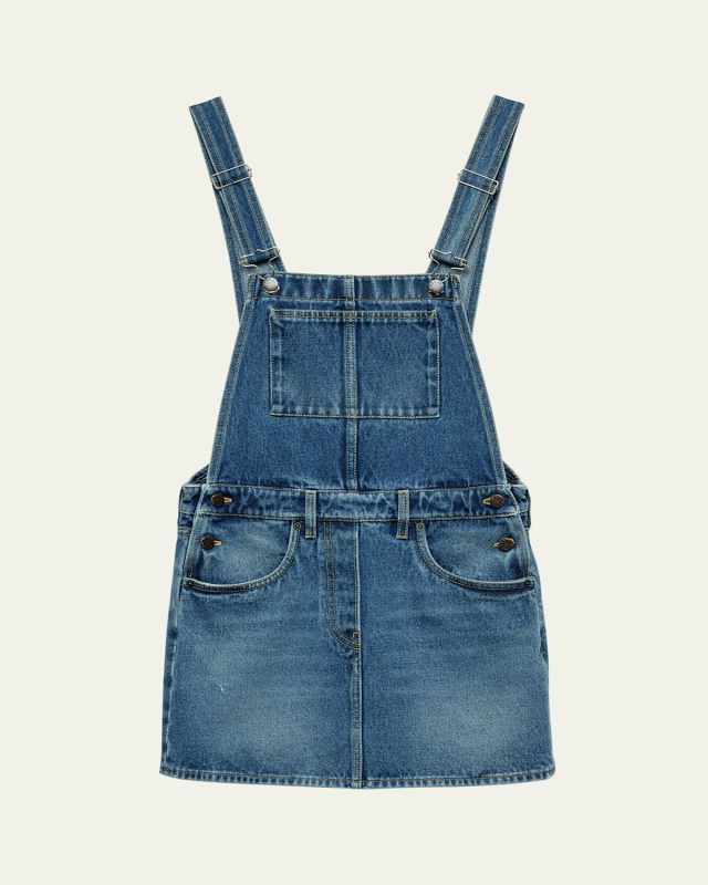 Used Denim Mini Overall Dress
